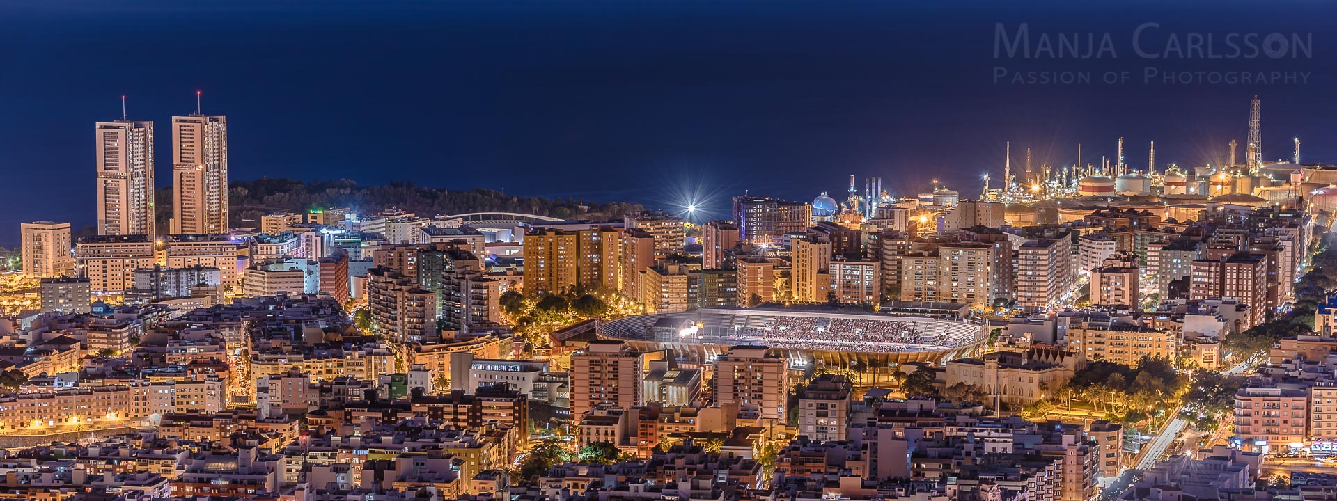 Blick auf Santa Cruz de Tenerife -Torres, Stadion bis Raffinerie