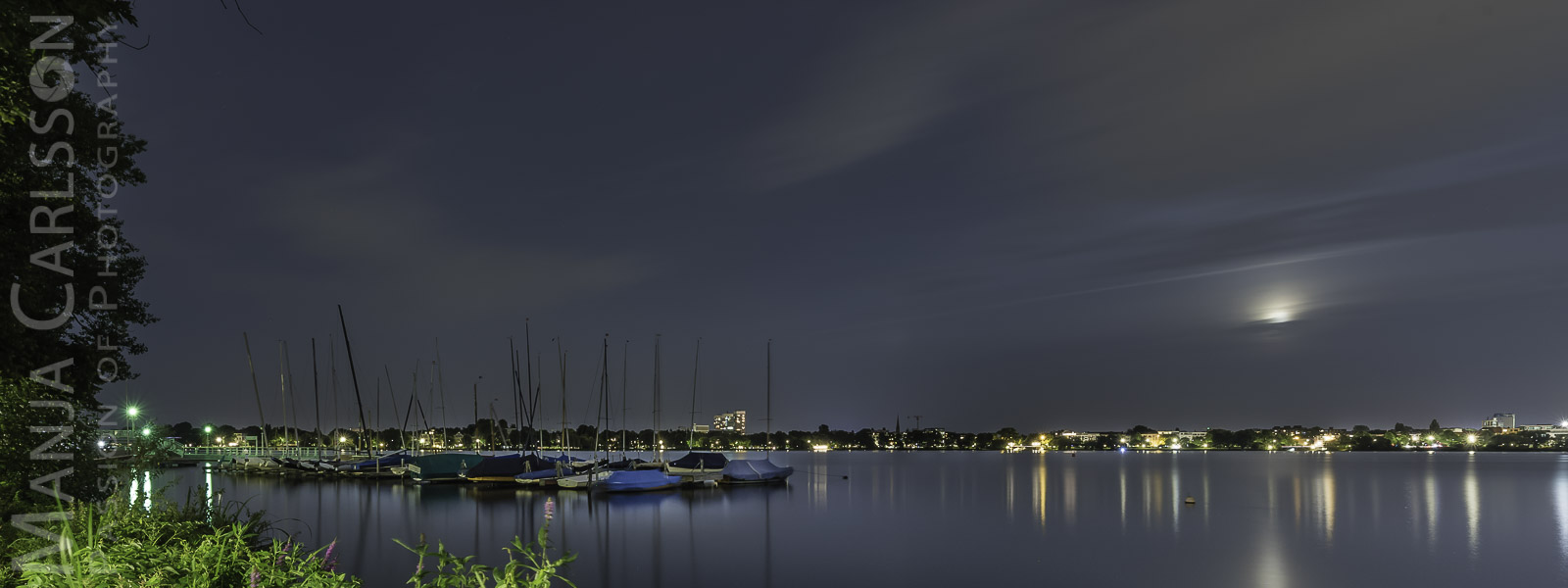 Hamburg Außenalster in der Nacht