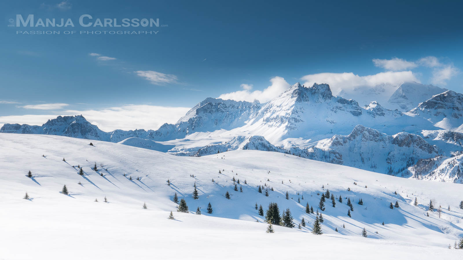 Alta Badia im Winter - Blick auf die Marmolada