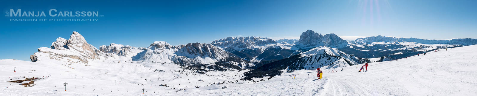 Panoramablick (7 Fotos) auf das Wolkensteintal und die Sella Gruppe © Manja Carlsson