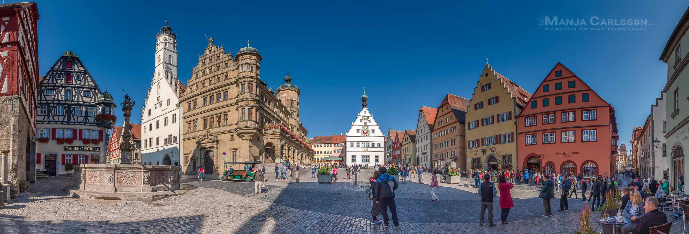 Rothenburg ob der Tauber - Marktplatz mit Georgsbrunnen - Panorama Foto aus 19 HK-Fotos